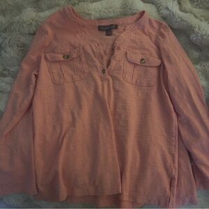 Gloria Vanderbilt Pink Button Up Top